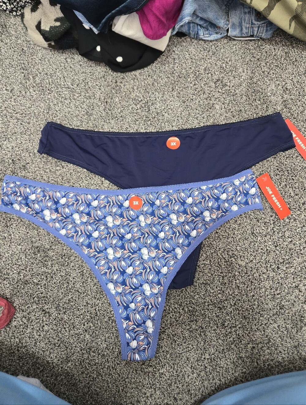 Joe Fresh Navy & Periwinkle Floral Bikini Panty Set
